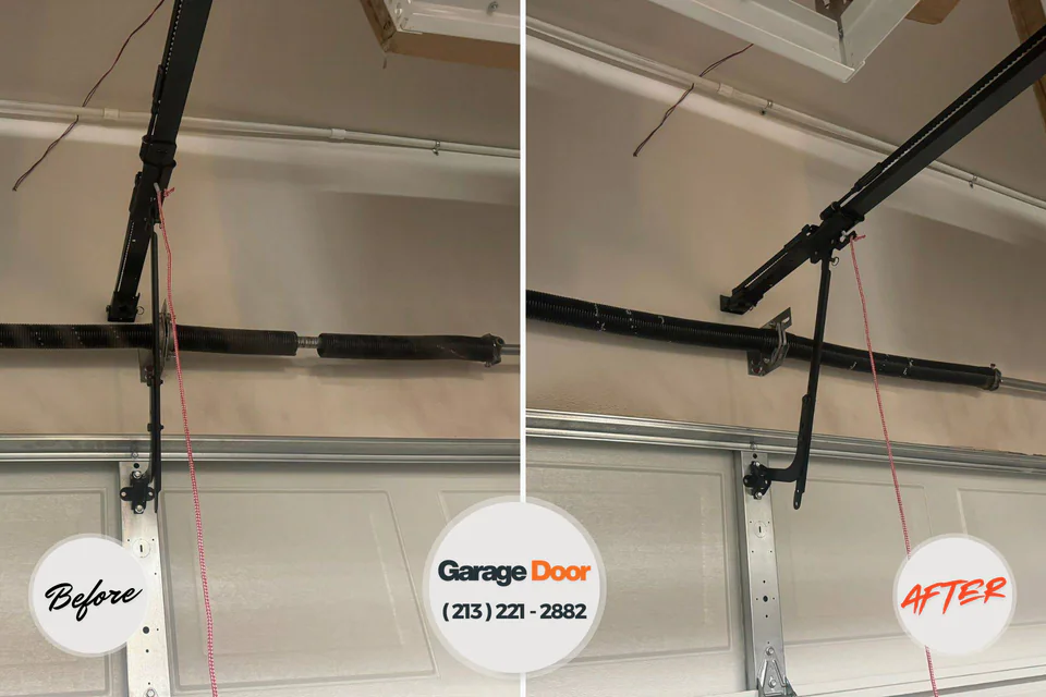 Before and after: garage door repair Shady Shores, TX